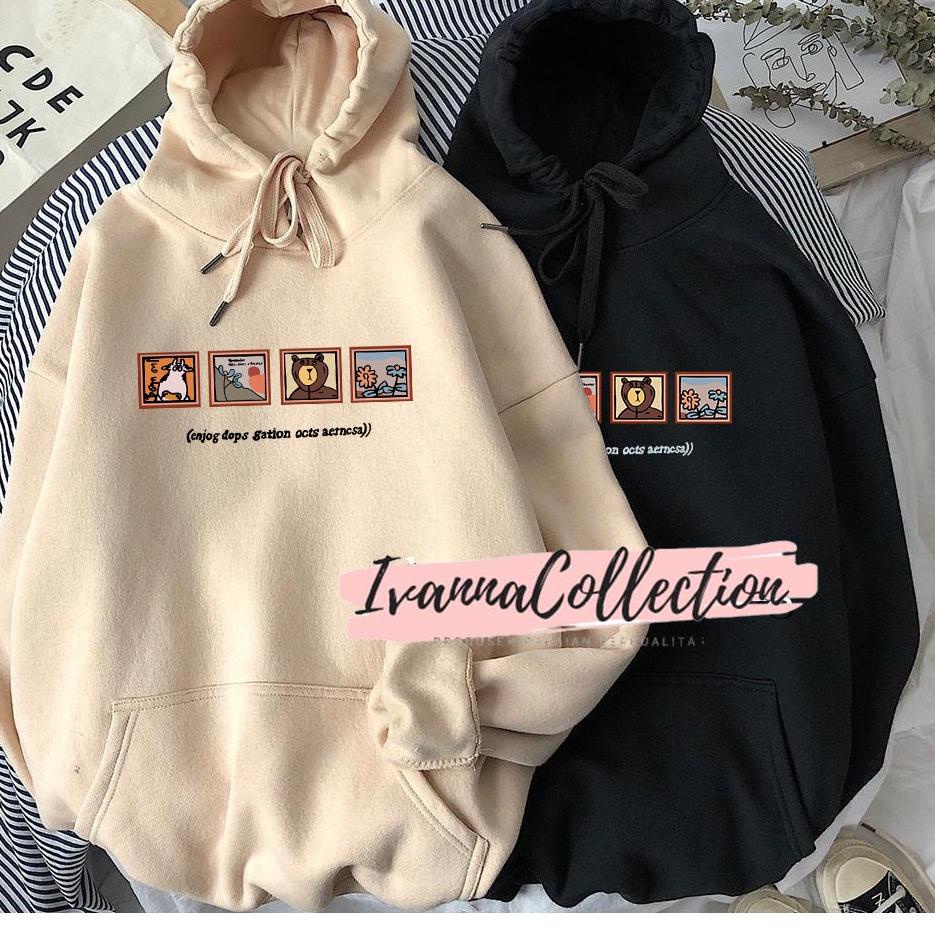 Pasti Ori IvannaCollection Sweater Hoodie Wanita Pria Oversize Jaket Hodie Couple Pasangan Jumbo Enj