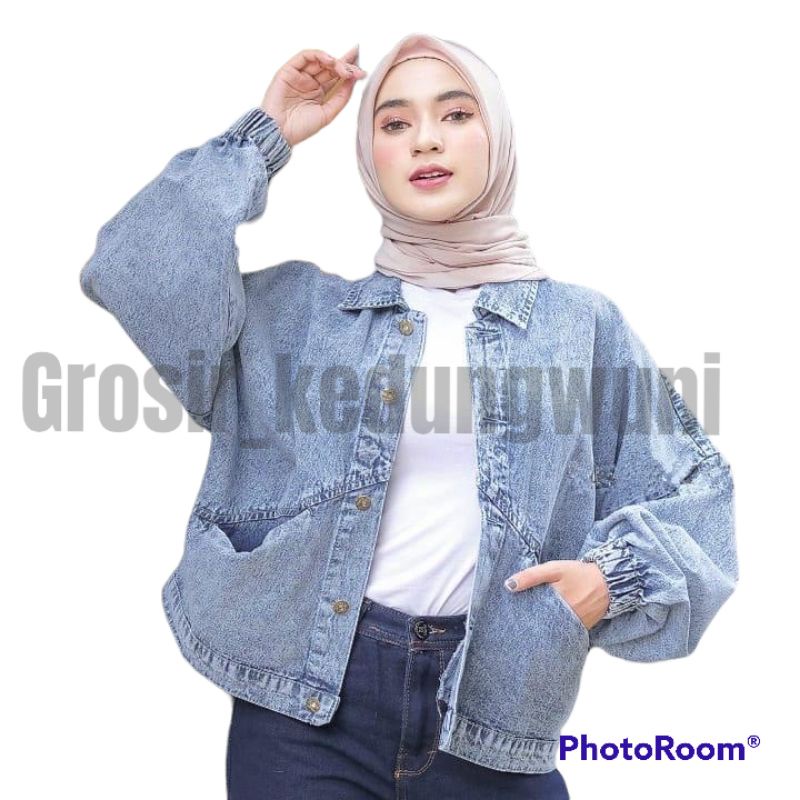 JAKET VINTAGE OVERSIZE JAKET JEANS WANITA