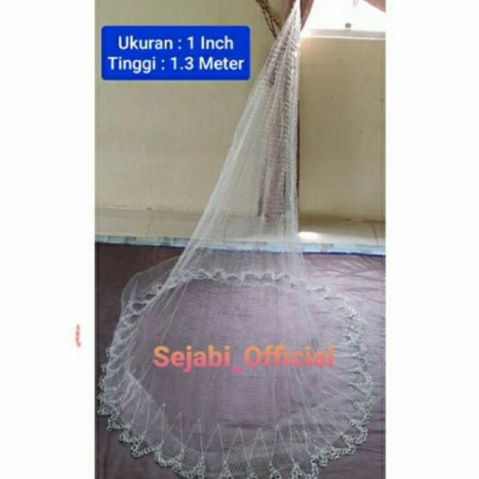 [Bayar DiTempat] (Sejabi) Jala Lempar Ikan Ukuran 1 inch Tinggi 1,3 Meter Bahan Senar