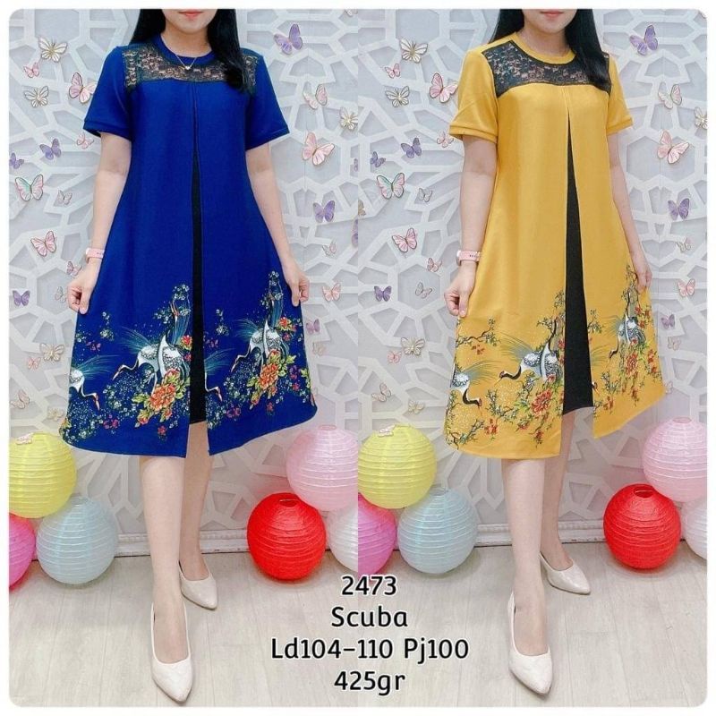 Dress 2473 Bahan scuba LD104-110 PJ100
