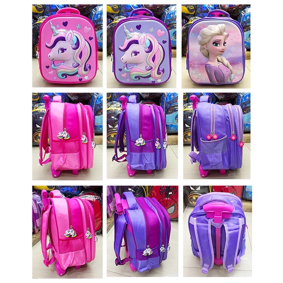 PROMO Tas Roda Dorong Trolley Anak TK Perempuan Motif Kuda Pony PIRANG CETAR Burung Piquin OWL Glossy Embos Timbul 3Res IMPORT