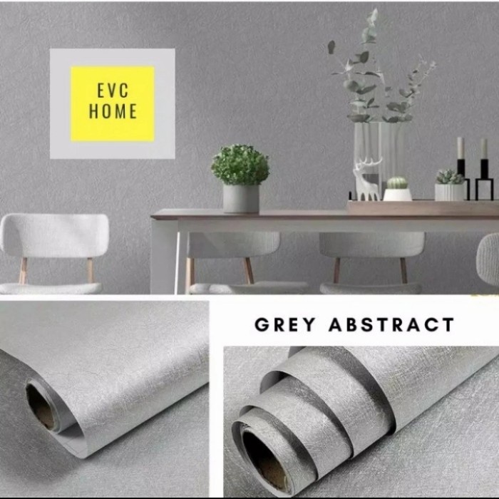 Jual Wallpaper Dinding 3D Sticker Polos Berserat Bercak Warna AbuAbu