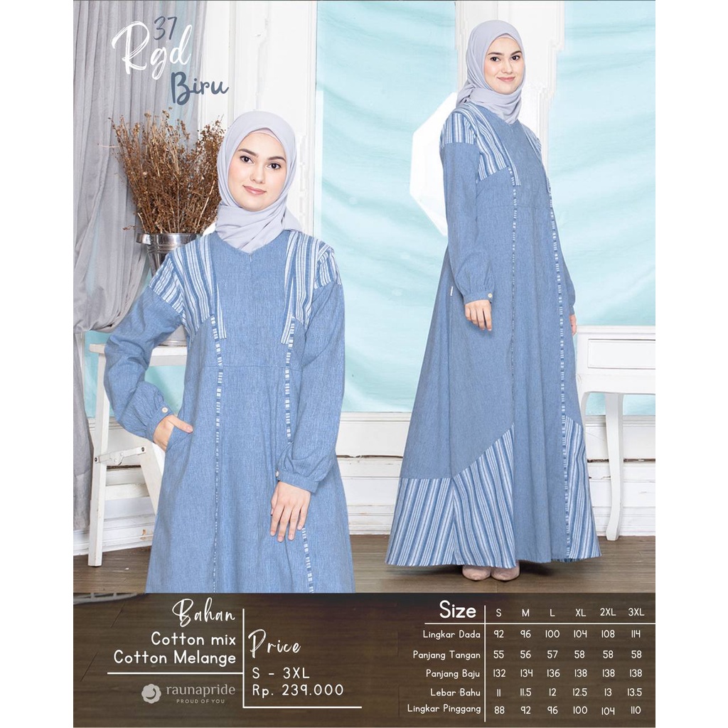 GAMIS RAUNA RGD 37 / GAMIS DEWASA / BAJU WANITA / DRESS / PAKAIAN /  GAMIS KATUN / RAUNA / RAUNA TER