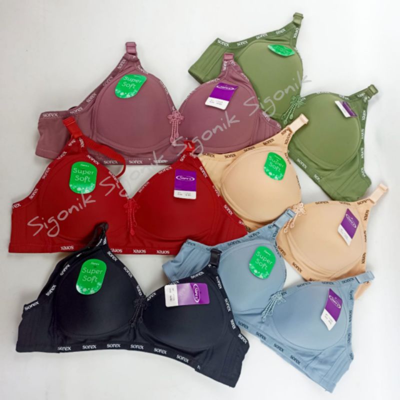 Bra BH Busa Wanita Dewasa Sorex Tipe 17233 Size 36 38 40 42 Cup C Kait 3 Tanpa Kawat Original Besar Jumbo Big Size Full Coverage Pengait Super Soft Polos Polyester Adem Melar Murah Best Seller Sigonik