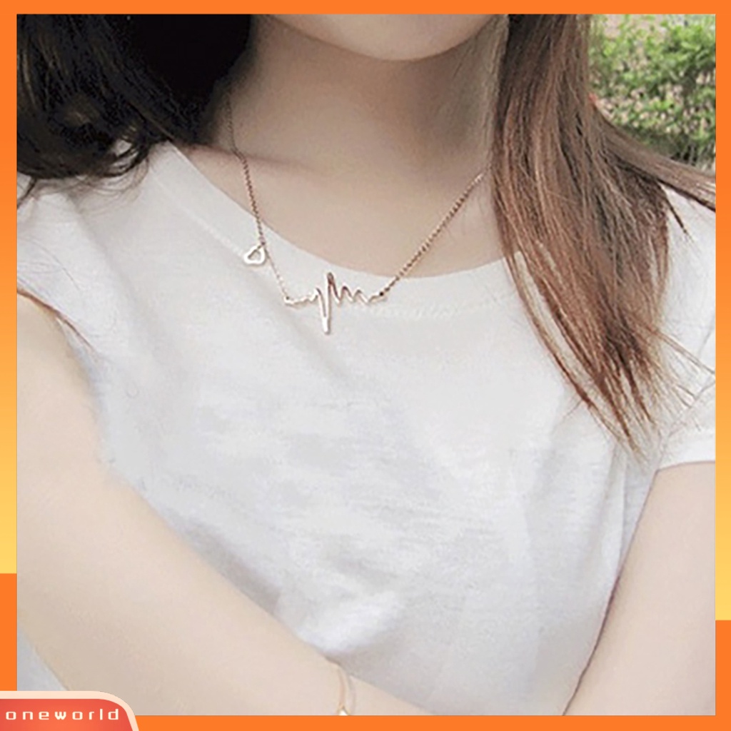 [WONE] Kalung Indah Gesper Penutup Wanita Alloy Jantung Lompat Liontin Rantai Untuk Pernikahan