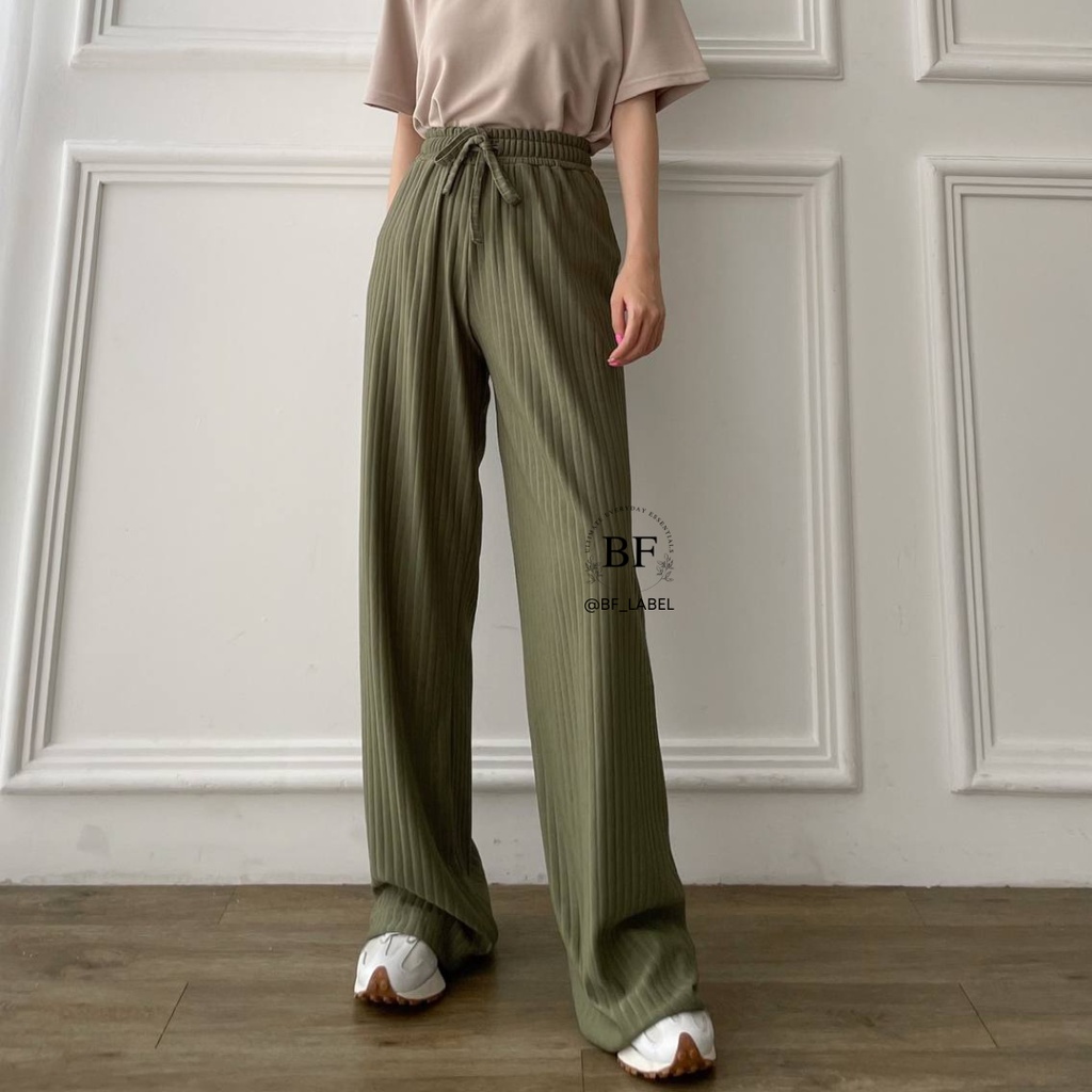 BF Label - Lyra Pants 1106 | Celana Kulot Knit Rib Panjang Korean Style Murah