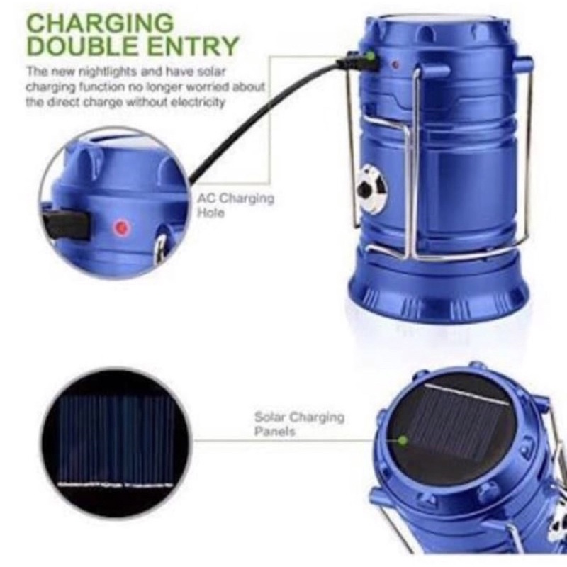 LAMPU EMERGENCY LED LENTERA TARIK CAMPING TENAGA SOLAR &amp; CHARGER