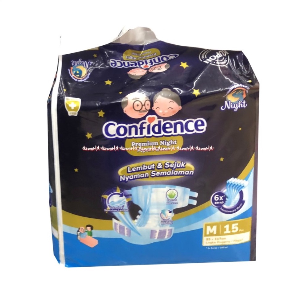 Confidence Premium Night M 15 Popok Perekat Lembut Konfidence Confiden Diapers Orang Tua ORtu LAnsia Dewasa M15 Ukuran Medium Isi 15pads