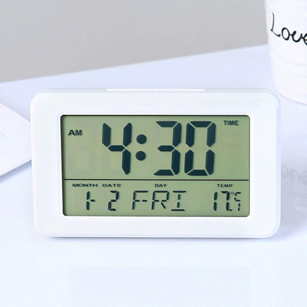 Solighter Jam Alarm Digital Backlight Kreatif Suhu Jam Angka Kalender