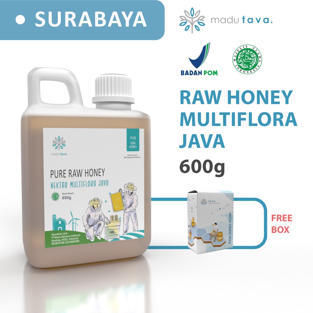 

Madu Murni Asli 600gr Tava Grade A Nektar Multiflora Java 100% Alami Pure Natural Raw Honey