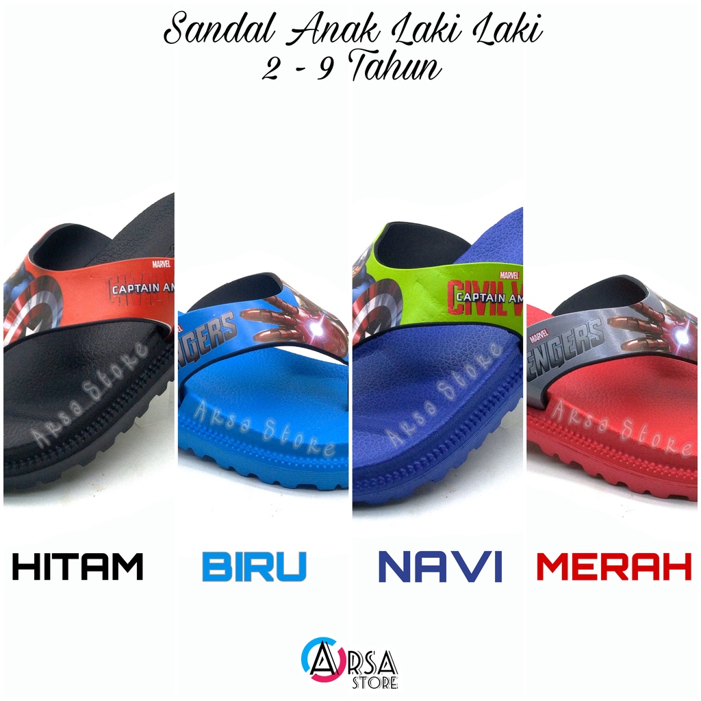 Sandal Jepit Anak Laki Laki Terbaru Umur 2 - 9 Tahun / Sendal Keren Anak Cowok Karaker Iron Man