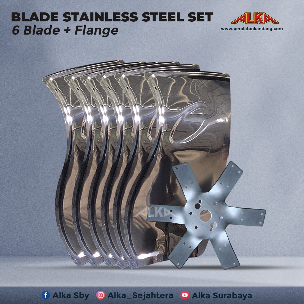 Blade Stainless Steel Set ( 6 blade + flange ) Baling Baling Blower 50 Inch Box Fan Cone Fan Kandang