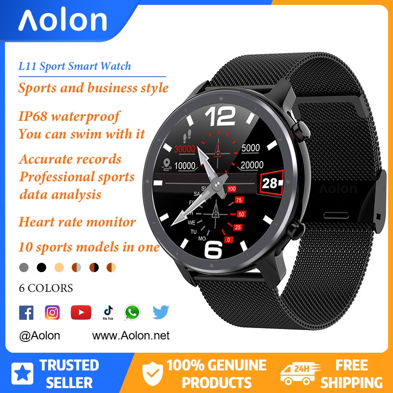 v BACA Aolon L11 SmartWatch TG pelindung anti gores antigores layar kaca film jam tangan tempered gl