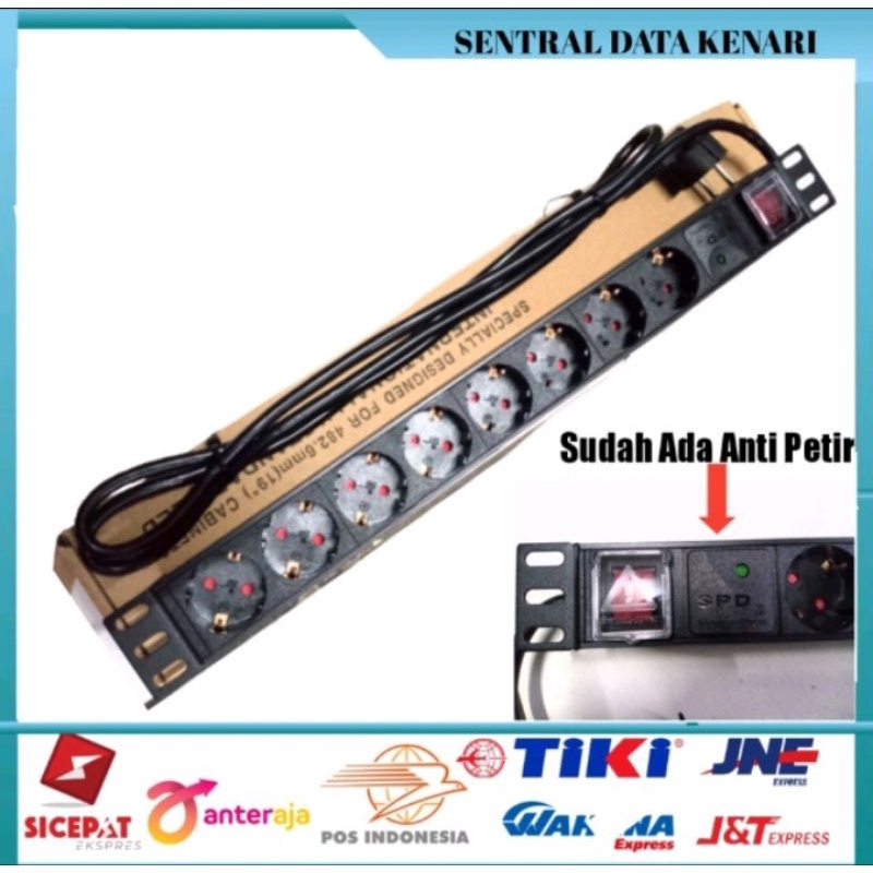 19&quot; Power Distribution Unit 8 Port sudah ada anti petir/pdu 8 hole Panjang kabel 1.5 Meter