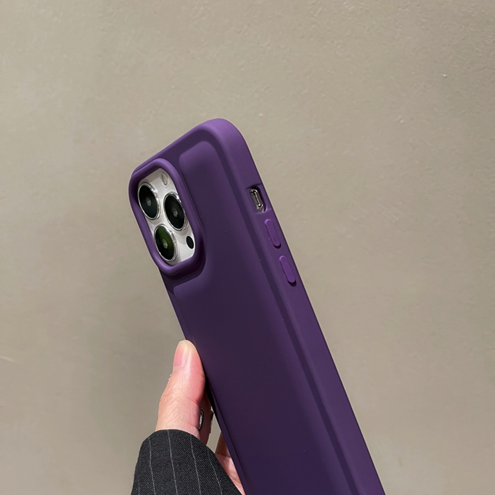 Soft Case Silikon Cair Deep Purple Untuk Iphone14 13 12 11 Pro Max14 Plus XS MAX 14 Pro MAX Soft Case Airbag Shockproof Cover Casing iPhone