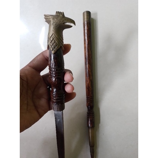 Tongkat Komando Kepala Elang Kuningan Tembaga Panjang 45 CM