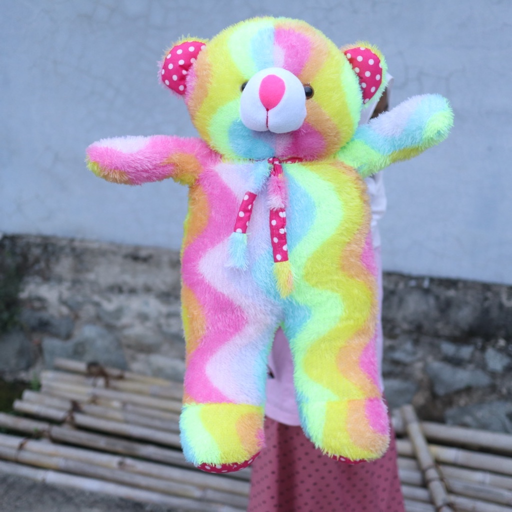 BONEKA TEDDY BEAR L TANGGUNG PELANGI, RAINBOW TERMURAH BISA COD