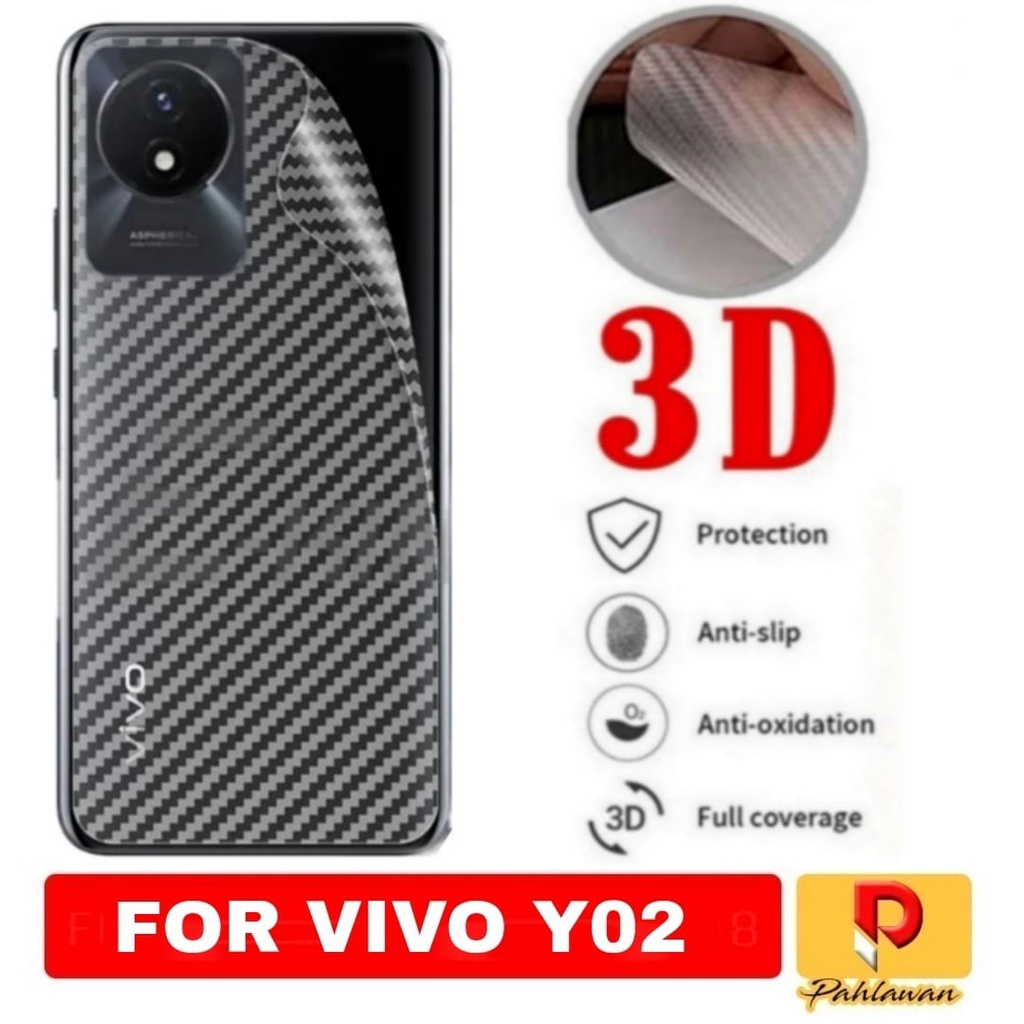 PROMO Garskin Carbon VIVO Y02 2022 Anti Gores Bagian belakang - VIVO Y02