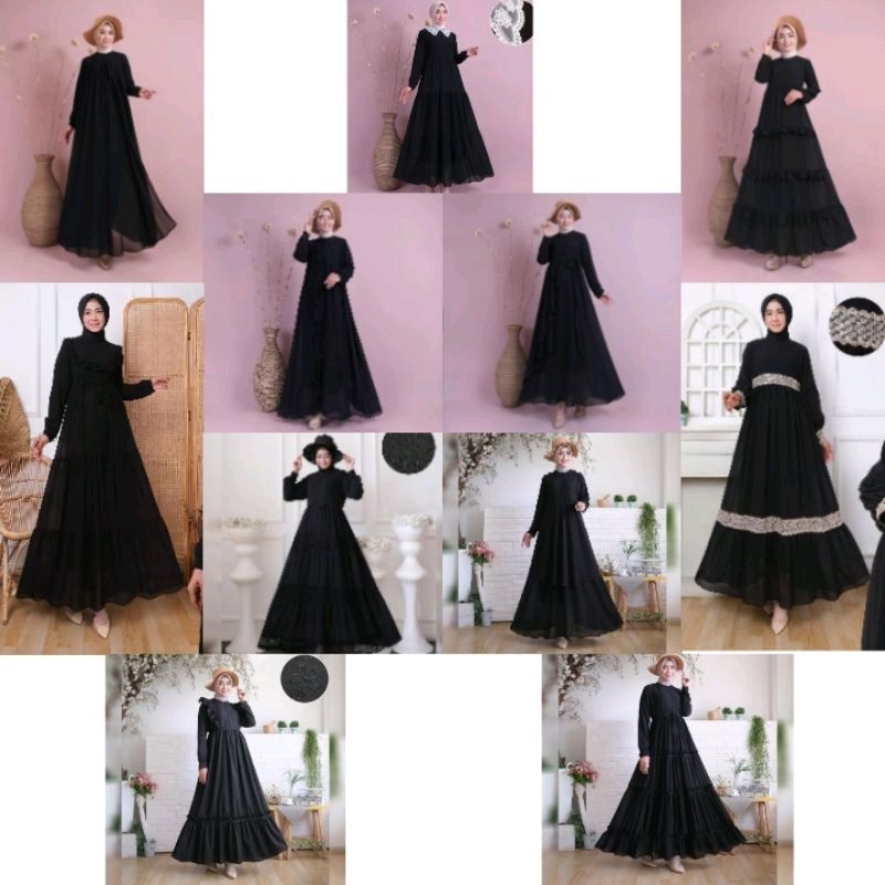 BAJU GAMIS HITAM GAMIS HITAM POLOS GAMIS CERUTI POLOS BAJU HITAM POLOS