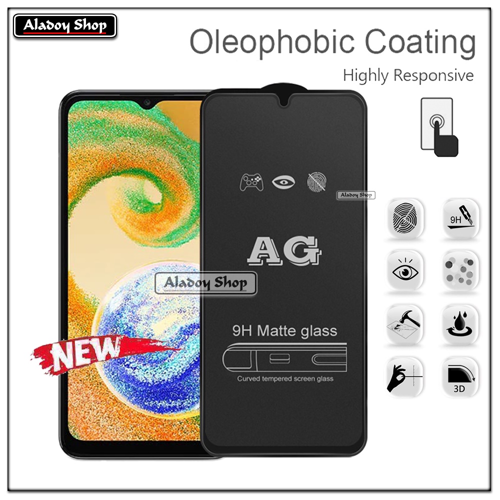 Paket 3IN1 Tempered Glass Layar Matte Anti Glare Samsung A04S Free Tempered Glass Camera dan Skin Carbon