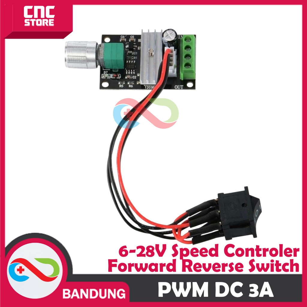 6V 12V 24V 3A PWM DC Motor Speed Controller Forward Reverse Switch