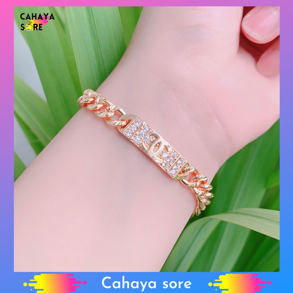 Gelang Xuping Gold Gelang Tangan Dewasa Rantai Permata HC Love G87
