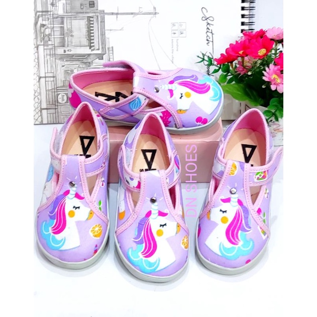 Sepatu Anak Perempuan Sepatu Flat Shoes Anak Sepatu Pesta Anak Lucu Karakter Unicorn Ungu Cute Murah