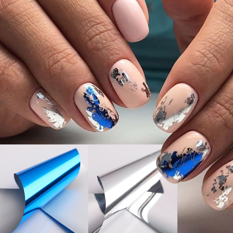 10 Pcs Logam Warna Kuku Foil Champagne Metalik Cermin Kuku Foil Stiker Set Bohemian Transfer Membungkus Kertas Manicure Dekorasi