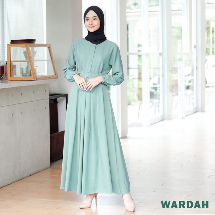 Gamis Lebaran Polos Model Terbaru Kekinian Fashion Muslim Wanita Dress Bahan Shakila Premium