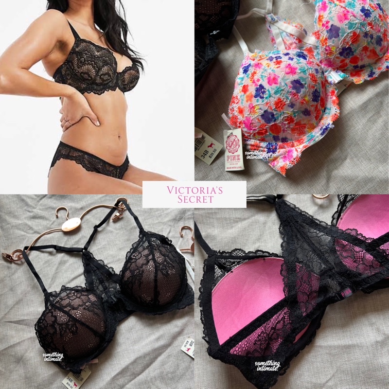 [FULL TAG] VICTORIA'S SECRET PINK Front Opening Wear Everywhere Pushup Cleavage Boost Plunge Lace Br