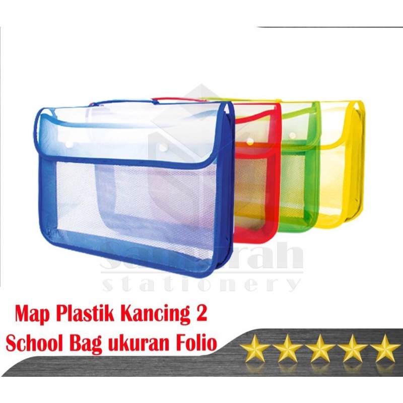 

Map Plastik Kancing 2 Jaring Folio / Zipper School Bag / Map Tenteng Sekolah