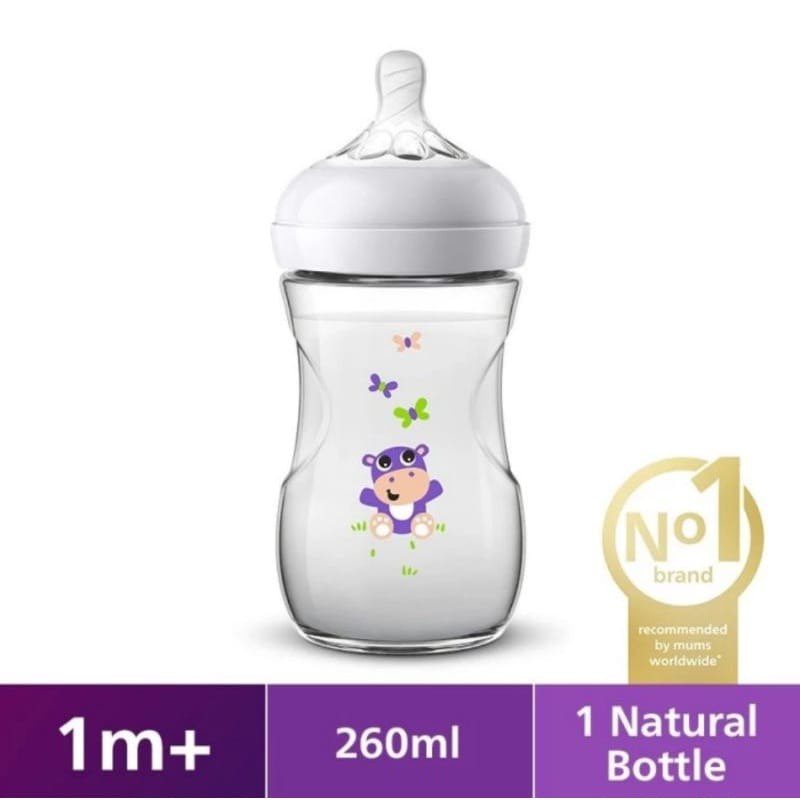 Philips Avent Natural Bottle Tiger / Hippo/ Flamingo - Botol Susu Avent Natural 260 ML