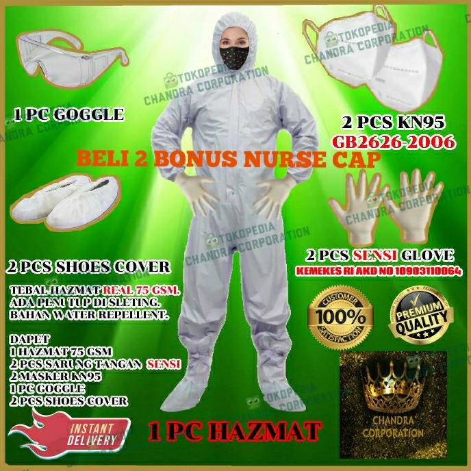 APD CORONA / HAZMAT SUIT STANDAR MEDIS WATERPROOF - 1 SET LENGKAP FULL