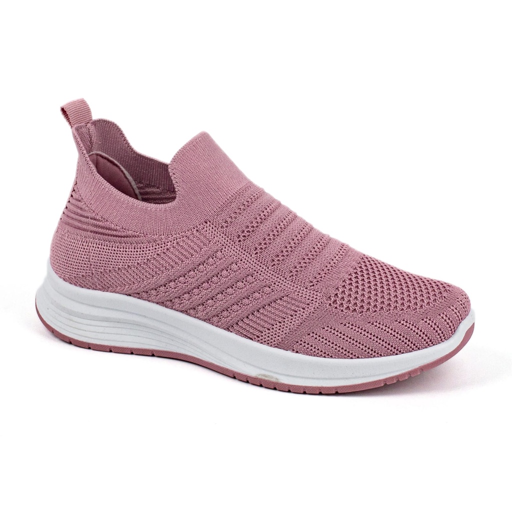 Sepatu Slip On Wanita Sports Shoes Olahraga Cewek Shoes Bahan Rajut A3090