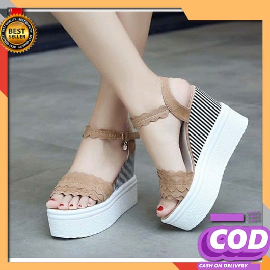 Sandal Wedges Wanita  Sepatu Wejes Pesta Kondangan Sendal Wedges Korea Murah Cewek Kerj Abbushoes Dl