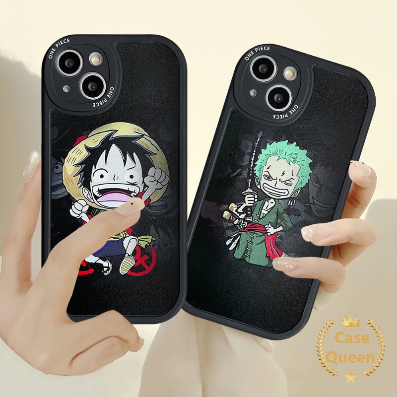 IPHONE Case Kompatibel Untuk Iphone11 14 13 12 Pro MAX 7 6s 14 8 6 Plus XR X XS MAX SE 202 Anime One Piece Luffy Zoro Kartun Lucu Shockproof Oval Lensa Soft Tpu Back Cover