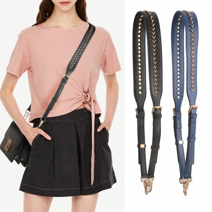 Bag Strap Mk Punk Leather Bag Straps Tali Tas Adjustable 106Cm-125Cm