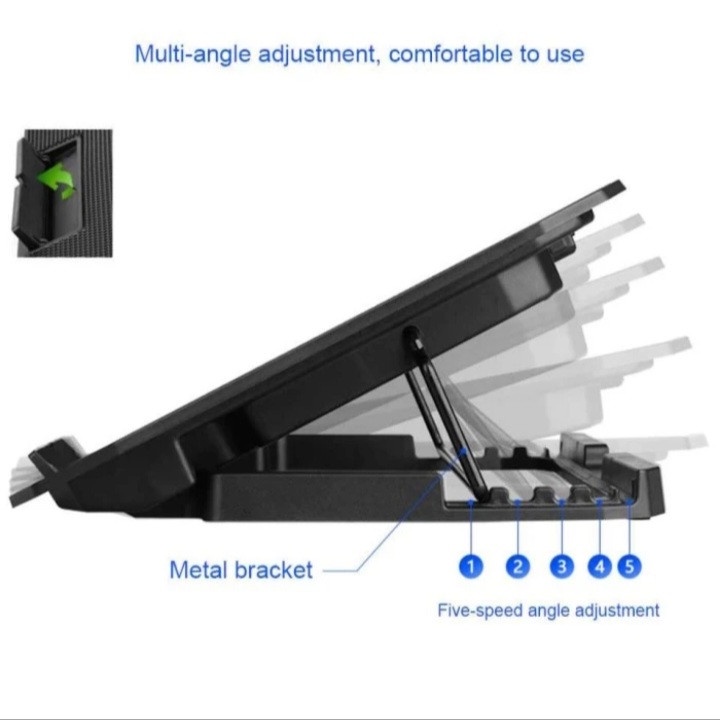 Cooling Pad ColingPad Kipas Angin pendingin Laptop Adjustable Stand 2 Kipas kipas laptop pendingin 13 inch kipas laptop pendingin 17 inch cooling pad laptop led kipas laptop pendingin 15 inch