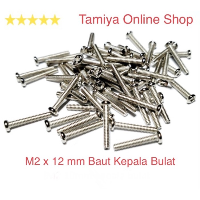 Tamiya Screw M2 x 12 mm Baut Bulat Baut Silver 12 mm per pcs (NS829)
