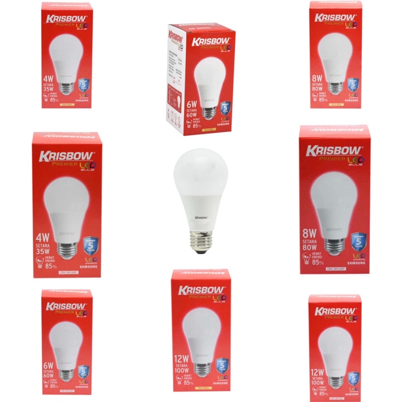 KRISBOW BOHLAM LAMPU LED PREMIER NATURAL WHITE 4, 6, 8, &amp; 12 WATT/LAMPU PLAFON/ LAMPU LED HEMAT ENERGI/ACE LAMPU BERGARANSI/ACE BOHLAM LAMPU LED PREMIER