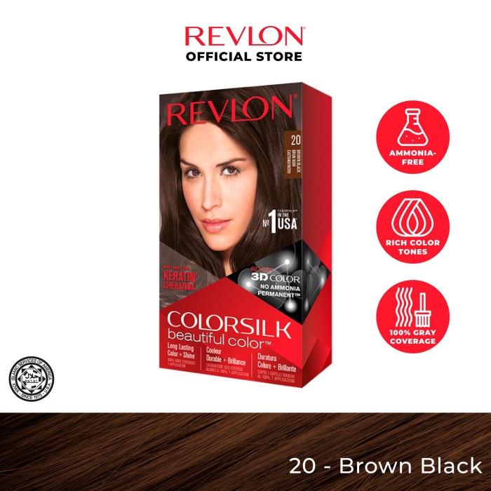 REVLON COLORSILK HAIR COLOR CAT RAMBUT - 20 BROWN BLACK