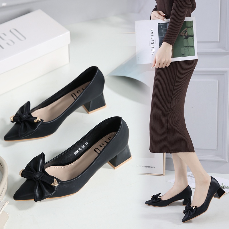 JISO RYONA KERINA-60 Sepatu High Heels 4,5cm Import Sepatu Hak Chunky Wanita