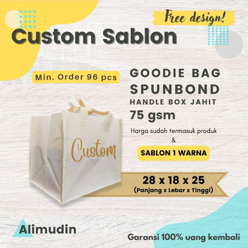 

Goodie Bag 28 x 18 x 25 Box Jahit Spunbond Custom Sablon