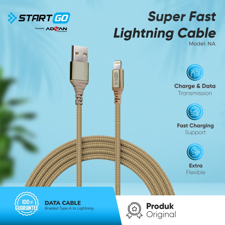 Kabel Data ADVAN STARTGO NA Nylon USB A to Lightning 1 Meter