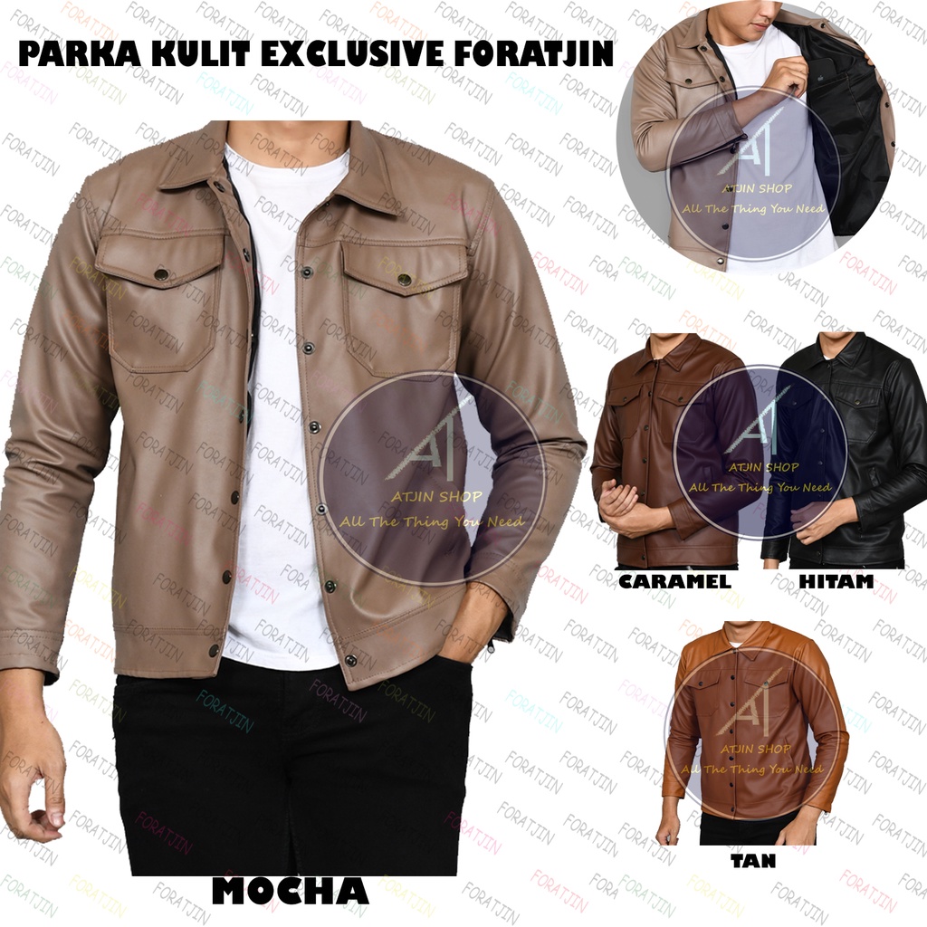 Foratjin- Jaket Parka Semi Kulit Pria Motor Bahan Vienna 100% Model Exclusive Casual Formal