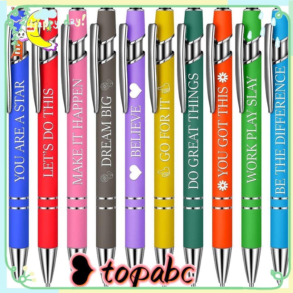 Top 10PCS/Set Pulpen Lucu Alat Tulis Kreatif Tinta Hitam Ayat Positif Tulisan Inspiratif Layar Sentuh Pulpen