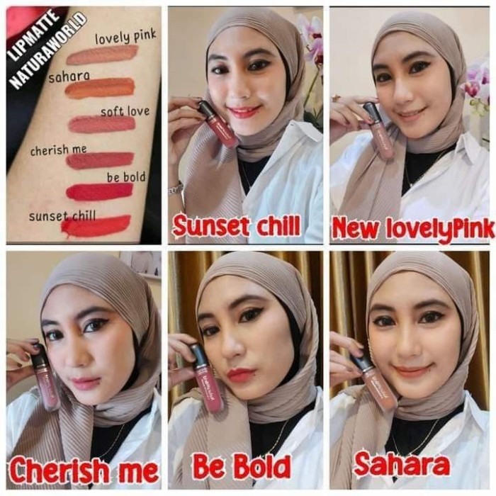 1 Box isi 6 Varian Lipmatte Natura | Lipstik Natura | by Natura World | Naturaworld | Natural World | Naturalworld