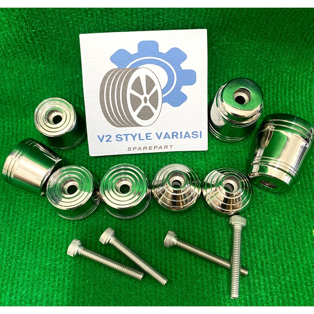 JALU BANDUL STANG CROME FULL BESI 2PCS MODEL BESAR SUDAH PLUS BAUT PCX NMAX-PCX-MIO-BEAT-VARIO-VIXION-AEROX-FINO DLL SEPASANG UNIVERSAL