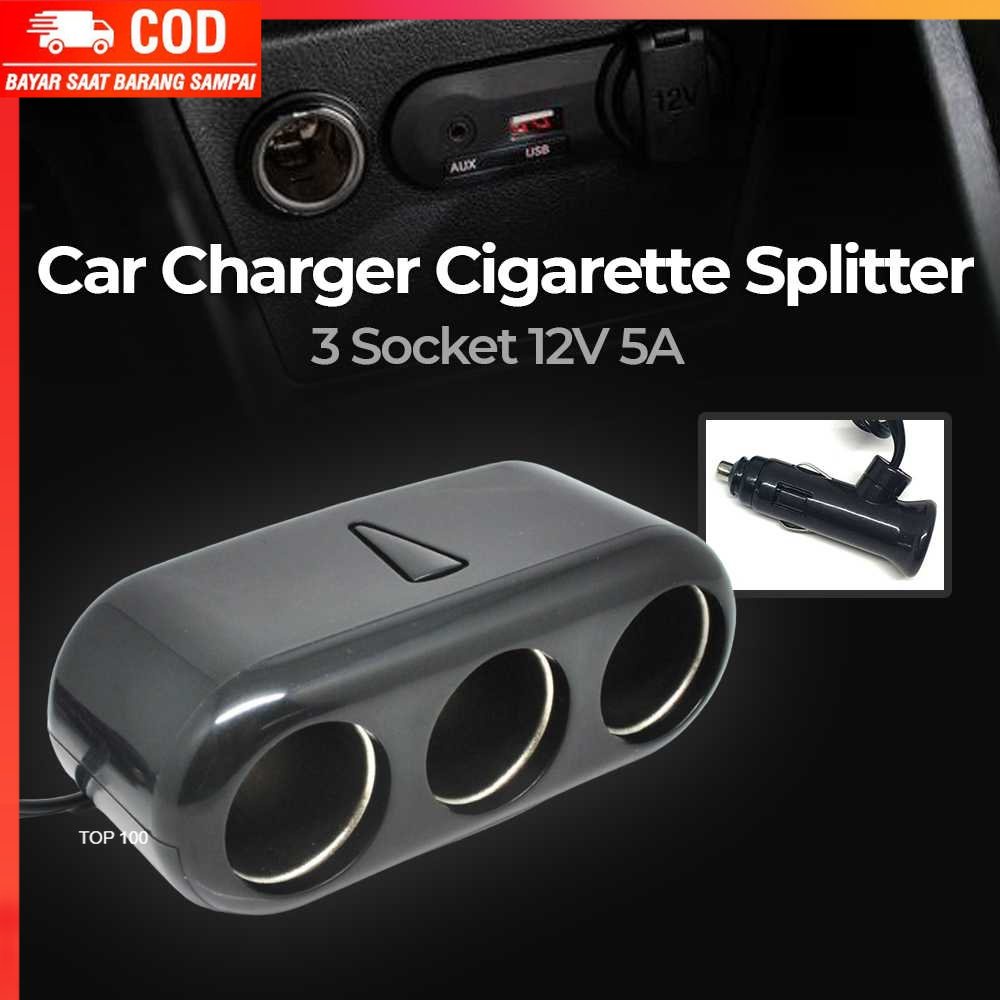 ( 100% BARANG ORI ) CHOGUS Car Charger Cigarette Splitter 3 Socket 12V 5A - BM-001