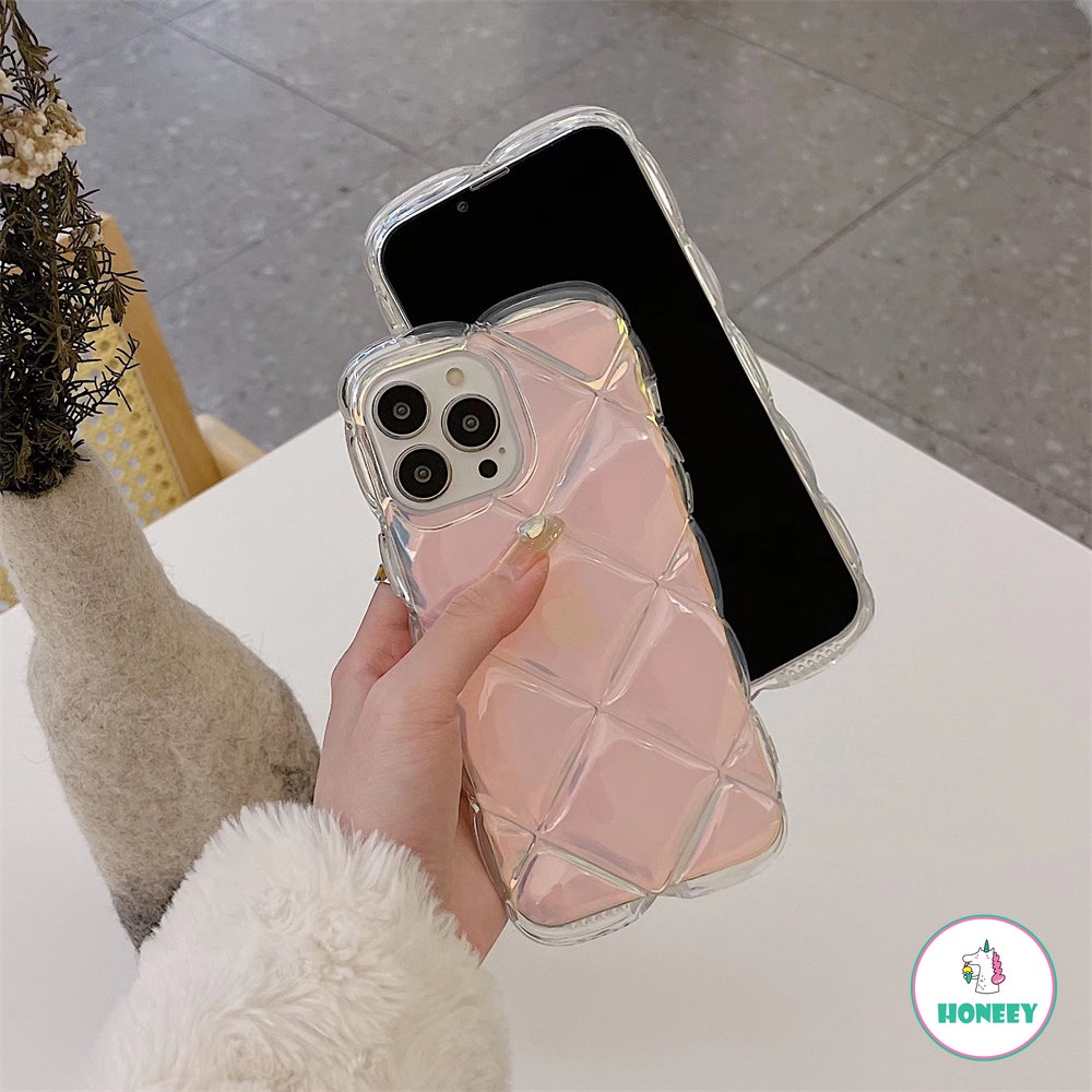 Shinny Laser Card Diamond Cube Phone Case Untuk IPhone 11 14 13 12 Pro Max 14 Pro Max Anti Pecah Lembut Glossy Back Phone Cover